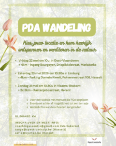 Poster PDA wandeling mei 2026 in Belgie